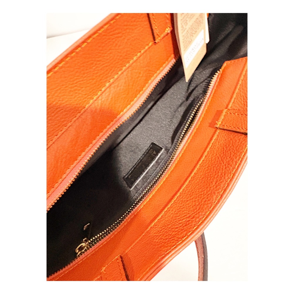 Anna Paola Monique Orange Leather Tote Bag‎ Made in Italy New - Picture 7 of 7